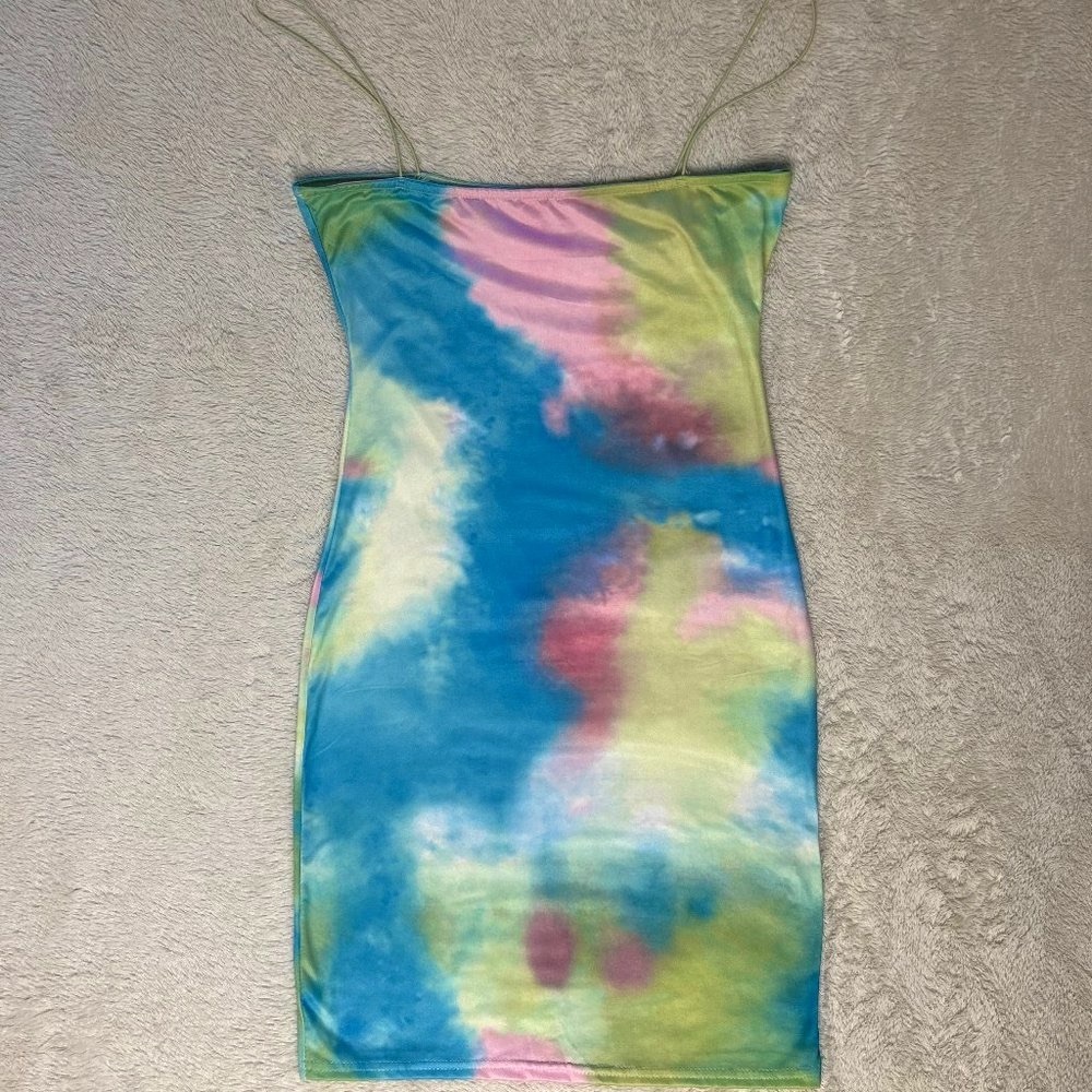 NWOT Tie-Dye Spaghetti Strap Mini Dress in Medium